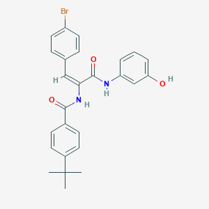 molecular formula C26H25BrN2O3 B376066 N-{2-(4-bromophenyl)-1-[(3-hydroxyanilino)carbonyl]vinyl}-4-tert-butylbenzamide 