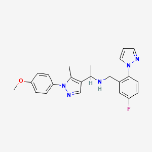 molecular formula C23H24FN5O B3760690 N-[5-fluoro-2-(1H-pyrazol-1-yl)benzyl]-1-[1-(4-methoxyphenyl)-5-methyl-1H-pyrazol-4-yl]ethanamine 