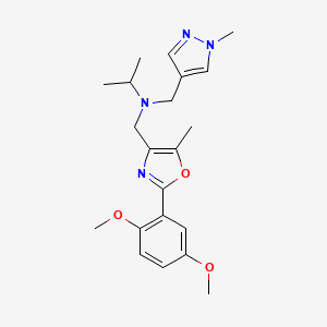 molecular formula C21H28N4O3 B3760692 N-{[2-(2,5-dimethoxyphenyl)-5-methyl-1,3-oxazol-4-yl]methyl}-N-[(1-methyl-1H-pyrazol-4-yl)methyl]-2-propanamine 