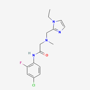 molecular formula C15H18ClFN4O B3760814 N-(4-chloro-2-fluorophenyl)-2-[[(1-ethyl-1H-imidazol-2-yl)methyl](methyl)amino]acetamide 