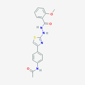 molecular formula C19H18N4O3S B376089 N-(4-{2-[2-(2-methoxybenzoyl)hydrazino]-1,3-thiazol-4-yl}phenyl)acetamide 