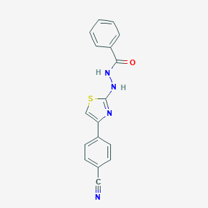 molecular formula C17H12N4OS B376094 N'-[4-(4-cyanophenyl)-1,3-thiazol-2-yl]benzohydrazide 