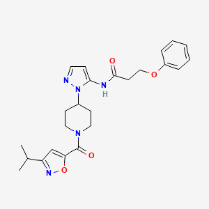 molecular formula C24H29N5O4 B3760993 N-(1-{1-[(3-isopropyl-5-isoxazolyl)carbonyl]-4-piperidinyl}-1H-pyrazol-5-yl)-3-phenoxypropanamide 
