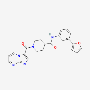 molecular formula C24H23N5O3 B3761036 N-[3-(2-furyl)phenyl]-1-[(2-methylimidazo[1,2-a]pyrimidin-3-yl)carbonyl]-4-piperidinecarboxamide 