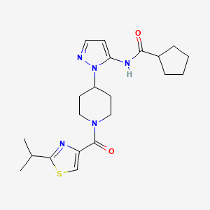 molecular formula C21H29N5O2S B3761123 N-(1-{1-[(2-isopropyl-1,3-thiazol-4-yl)carbonyl]-4-piperidinyl}-1H-pyrazol-5-yl)cyclopentanecarboxamide 
