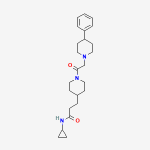 molecular formula C24H35N3O2 B3761154 N-cyclopropyl-3-{1-[(4-phenyl-1-piperidinyl)acetyl]-4-piperidinyl}propanamide 