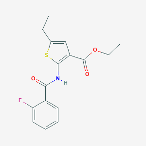 molecular formula C16H16FNO3S B376117 Ethyl 5-ethyl-2-[(2-fluorobenzoyl)amino]thiophene-3-carboxylate CAS No. 219620-42-5