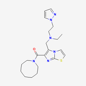 molecular formula C21H30N6OS B3761175 N-{[6-(1-azocanylcarbonyl)imidazo[2,1-b][1,3]thiazol-5-yl]methyl}-N-ethyl-2-(1H-pyrazol-1-yl)ethanamine 