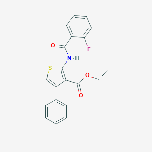 molecular formula C21H18FNO3S B376118 Ethyl 2-[(2-fluorobenzoyl)amino]-4-(4-methylphenyl)thiophene-3-carboxylate CAS No. 307513-31-1