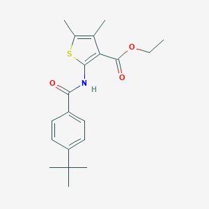 molecular formula C20H25NO3S B376120 Ethyl 2-[(4-tert-butylbenzoyl)amino]-4,5-dimethyl-3-thiophenecarboxylate CAS No. 302803-41-4