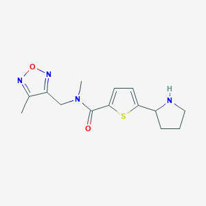 molecular formula C14H18N4O2S B3761220 N-methyl-N-[(4-methyl-1,2,5-oxadiazol-3-yl)methyl]-5-pyrrolidin-2-ylthiophene-2-carboxamide 