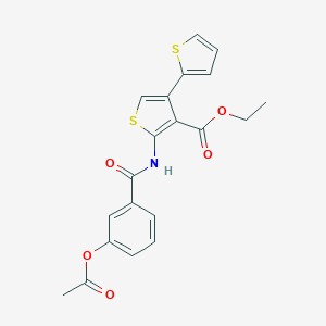 molecular formula C20H17NO5S2 B376131 Ethyl 2-[(3-acetyloxybenzoyl)amino]-4-thiophen-2-ylthiophene-3-carboxylate CAS No. 380643-85-6