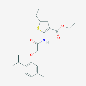molecular formula C21H27NO4S B376139 Ethyl 5-ethyl-2-{[(2-isopropyl-5-methylphenoxy)acetyl]amino}-3-thiophenecarboxylate CAS No. 380643-88-9