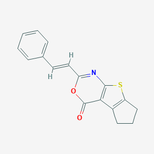 molecular formula C17H13NO2S B376143 2-(2-phenylvinyl)-6,7-dihydro-4H,5H-cyclopenta[4,5]thieno[2,3-d][1,3]oxazin-4-one CAS No. 1164482-43-2