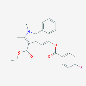 molecular formula C24H20FNO4 B376155 ETHYL 5-(4-FLUOROBENZOYLOXY)-1,2-DIMETHYL-1H-BENZO[G]INDOLE-3-CARBOXYLATE 