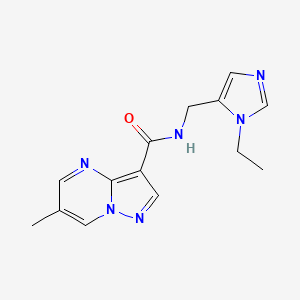 molecular formula C14H16N6O B3761617 N-[(1-ethyl-1H-imidazol-5-yl)methyl]-6-methylpyrazolo[1,5-a]pyrimidine-3-carboxamide 