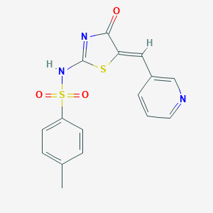 molecular formula C16H13N3O3S2 B376163 4-methyl-N-[(5Z)-4-oxo-5-(pyridin-3-ylmethylidene)-1,3-thiazol-2-yl]benzenesulfonamide 