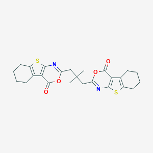molecular formula C25H26N2O4S2 B376170 2-[2,2-dimethyl-3-(4-oxo-5,6,7,8-tetrahydro-4H-[1]benzothieno[2,3-d][1,3]oxazin-2-yl)propyl]-5,6,7,8-tetrahydro-4H-[1]benzothieno[2,3-d][1,3]oxazin-4-one 