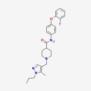 molecular formula C26H31FN4O2 B3761839 N-[4-(2-fluorophenoxy)phenyl]-1-[(5-methyl-1-propyl-1H-pyrazol-4-yl)methyl]-4-piperidinecarboxamide 