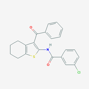 molecular formula C22H18ClNO2S B376186 N-(3-benzoyl-4,5,6,7-tetrahydro-1-benzothiophen-2-yl)-3-chlorobenzamide CAS No. 461431-20-9