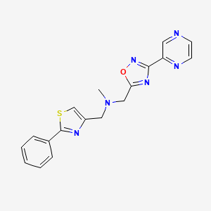 molecular formula C18H16N6OS B3761882 N-methyl-1-(2-phenyl-1,3-thiazol-4-yl)-N-{[3-(2-pyrazinyl)-1,2,4-oxadiazol-5-yl]methyl}methanamine 