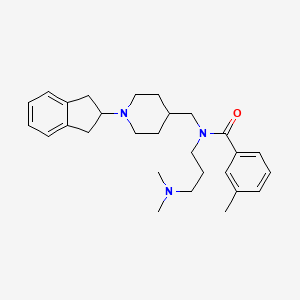 molecular formula C28H39N3O B3761898 N-{[1-(2,3-dihydro-1H-inden-2-yl)-4-piperidinyl]methyl}-N-[3-(dimethylamino)propyl]-3-methylbenzamide 