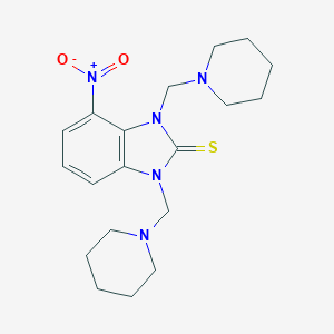 molecular formula C19H27N5O2S B037619 2H-Benzimidazole-2-thione, 1,3-dihydro-1,3-bis(1-piperidinylmethyl)-4-nitro- CAS No. 112094-11-8