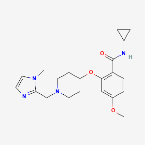 molecular formula C21H28N4O3 B3761948 N-cyclopropyl-4-methoxy-2-({1-[(1-methyl-1H-imidazol-2-yl)methyl]-4-piperidinyl}oxy)benzamide 