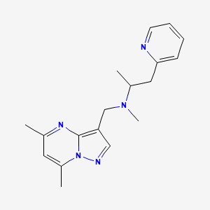 molecular formula C18H23N5 B3761951 N-[(5,7-dimethylpyrazolo[1,5-a]pyrimidin-3-yl)methyl]-N-methyl-1-pyridin-2-ylpropan-2-amine 