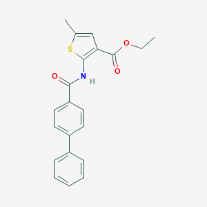 molecular formula C21H19NO3S B376196 Ethyl 5-methyl-2-[(4-phenylbenzoyl)amino]thiophene-3-carboxylate CAS No. 380644-16-6