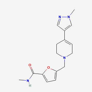 molecular formula C16H20N4O2 B3761995 N-methyl-5-{[4-(1-methyl-1H-pyrazol-4-yl)-3,6-dihydropyridin-1(2H)-yl]methyl}-2-furamide 