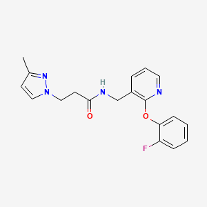 molecular formula C19H19FN4O2 B3761998 N-{[2-(2-fluorophenoxy)-3-pyridinyl]methyl}-3-(3-methyl-1H-pyrazol-1-yl)propanamide 