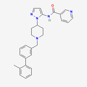 molecular formula C28H29N5O B3762043 N-(1-{1-[(2'-methyl-3-biphenylyl)methyl]-4-piperidinyl}-1H-pyrazol-5-yl)nicotinamide 