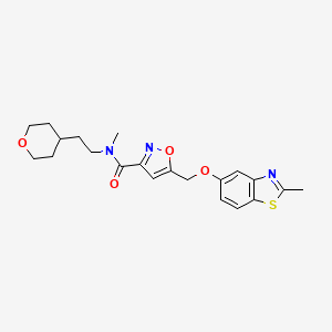 molecular formula C21H25N3O4S B3762140 N-methyl-5-[(2-methyl-1,3-benzothiazol-5-yl)oxymethyl]-N-[2-(oxan-4-yl)ethyl]-1,2-oxazole-3-carboxamide 