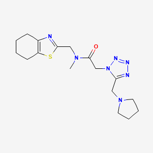 molecular formula C17H25N7OS B3762158 N-methyl-2-[5-(1-pyrrolidinylmethyl)-1H-tetrazol-1-yl]-N-(4,5,6,7-tetrahydro-1,3-benzothiazol-2-ylmethyl)acetamide 
