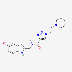 molecular formula C20H25FN6O B3762196 N-[(5-fluoro-1H-indol-2-yl)methyl]-N-methyl-1-[2-(1-piperidinyl)ethyl]-1H-1,2,3-triazole-4-carboxamide 