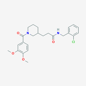 molecular formula C24H29ClN2O4 B3762219 N-[(2-chlorophenyl)methyl]-3-[1-(3,4-dimethoxybenzoyl)piperidin-3-yl]propanamide 