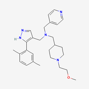 molecular formula C27H37N5O B3762304 N-[[5-(2,5-dimethylphenyl)-1H-pyrazol-4-yl]methyl]-1-[1-(2-methoxyethyl)piperidin-4-yl]-N-(pyridin-4-ylmethyl)methanamine 
