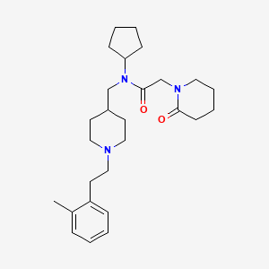 molecular formula C27H41N3O2 B3762306 N-cyclopentyl-N-[[1-[2-(2-methylphenyl)ethyl]piperidin-4-yl]methyl]-2-(2-oxopiperidin-1-yl)acetamide 