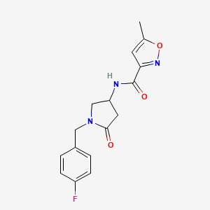 molecular formula C16H16FN3O3 B3762482 N-[1-(4-fluorobenzyl)-5-oxo-3-pyrrolidinyl]-5-methyl-3-isoxazolecarboxamide 