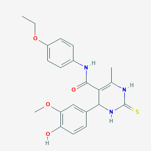 molecular formula C21H23N3O4S B376251 N-(4-ethoxyphenyl)-4-(4-hydroxy-3-methoxyphenyl)-6-methyl-2-thioxo-1,2,3,4-tetrahydro-5-pyrimidinecarboxamide 