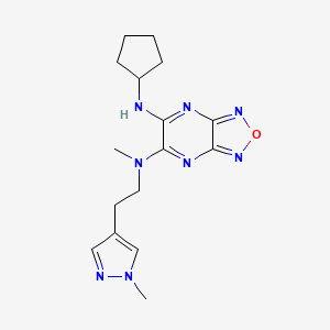 molecular formula C16H22N8O B3762524 N'-cyclopentyl-N-methyl-N-[2-(1-methyl-1H-pyrazol-4-yl)ethyl][1,2,5]oxadiazolo[3,4-b]pyrazine-5,6-diamine 