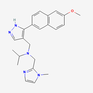 molecular formula C23H27N5O B3762592 N-{[3-(6-methoxy-2-naphthyl)-1H-pyrazol-4-yl]methyl}-N-[(1-methyl-1H-imidazol-2-yl)methyl]-2-propanamine 
