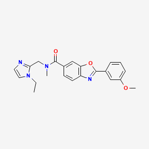 molecular formula C22H22N4O3 B3762640 N-[(1-ethyl-1H-imidazol-2-yl)methyl]-2-(3-methoxyphenyl)-N-methyl-1,3-benzoxazole-6-carboxamide 