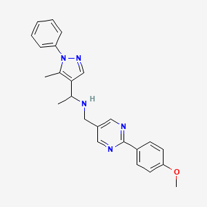 molecular formula C24H25N5O B3762648 N-{[2-(4-methoxyphenyl)-5-pyrimidinyl]methyl}-1-(5-methyl-1-phenyl-1H-pyrazol-4-yl)ethanamine 