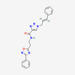 molecular formula C22H20N6O2 B3762656 N-[2-(3-phenyl-1,2,4-oxadiazol-5-yl)ethyl]-1-[(E)-3-phenylprop-2-enyl]triazole-4-carboxamide 