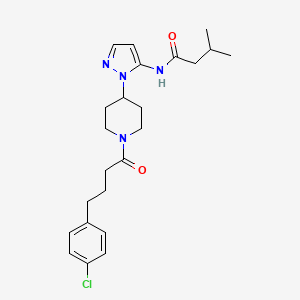 molecular formula C23H31ClN4O2 B3762698 N-(1-{1-[4-(4-chlorophenyl)butanoyl]-4-piperidinyl}-1H-pyrazol-5-yl)-3-methylbutanamide 