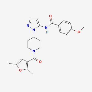 molecular formula C23H26N4O4 B3762708 N-{1-[1-(2,5-dimethyl-3-furoyl)-4-piperidinyl]-1H-pyrazol-5-yl}-4-methoxybenzamide 