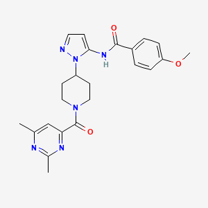 molecular formula C23H26N6O3 B3762733 N-(1-{1-[(2,6-dimethyl-4-pyrimidinyl)carbonyl]-4-piperidinyl}-1H-pyrazol-5-yl)-4-methoxybenzamide 