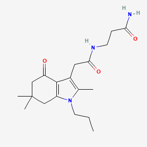 molecular formula C19H29N3O3 B3762907 N~3~-[(2,6,6-trimethyl-4-oxo-1-propyl-4,5,6,7-tetrahydro-1H-indol-3-yl)acetyl]-beta-alaninamide 